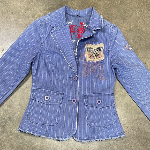 Anthropologie Love Stitch 70’s Style Embroidered Boho Denim Jacket - Picture 2 of 9